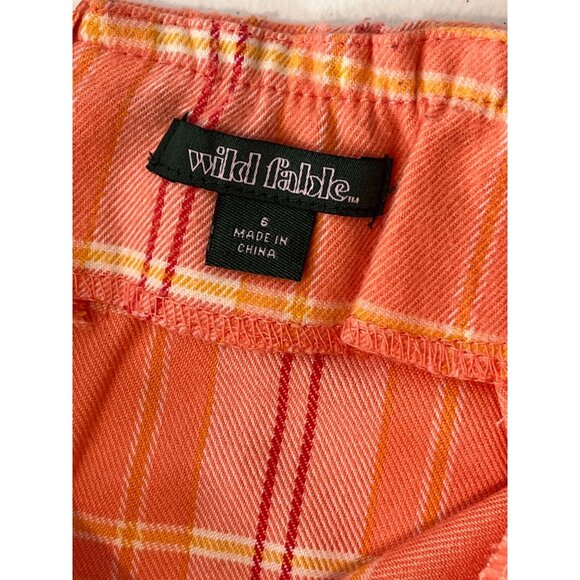 Wild Fable Orange Red Plaid Mini Skirt Preppy Schoolgirl Size 6 Small - Picture 11 of 13